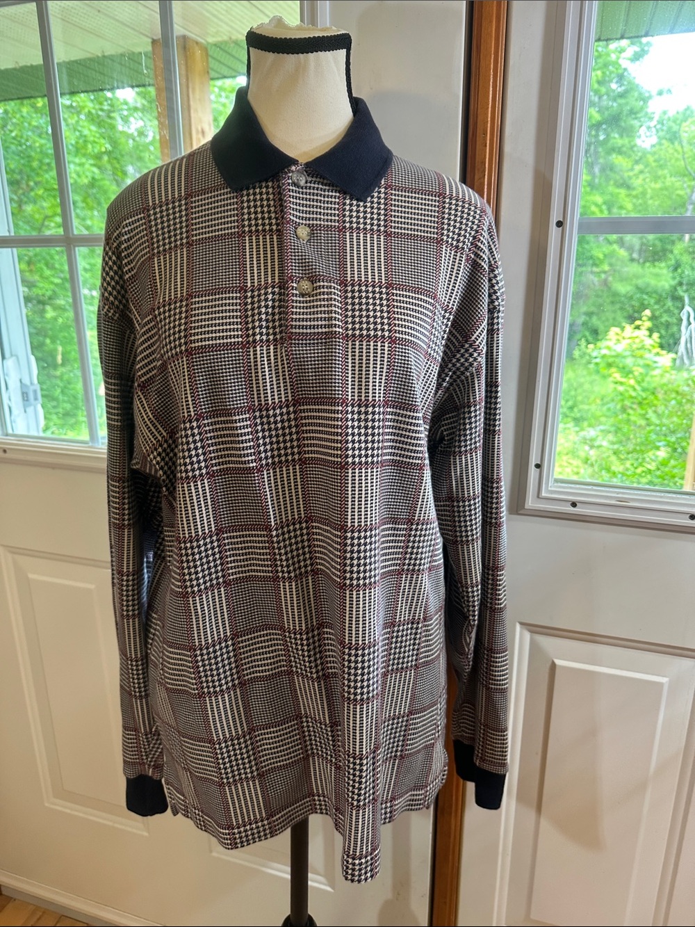 Vintage Gant Golf Long-Sleeve Plaid Polo Shirt